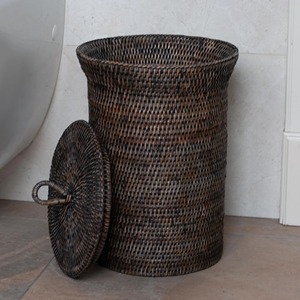 Natural Woven Waste Basket With <b>Lid</b> Suitable For Cafe Hotel Bathroom Utility Basket And Office Paper <b>Bin</b> Wholesale From India - Product Image 5