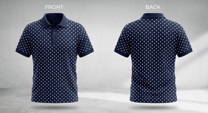 เสื้อโปโลผู้ชายสีกรมท่าลายจุด แขนสั้น ผ้าถัก สไตล์ลำลอง - Product Image 1