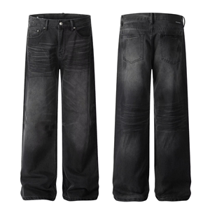 Vintage <b>Hip</b> Hop High Street Baggy Jeans <b>for</b> Men Plus Size Wide Leg Stonewashed Vaqueras Embroidery Decoration Breathable Summer - Product Image 1