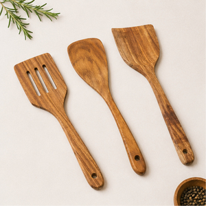 Juego de Cucharas de Cocina de Madera Natural, Espátula de Madera Premium y Espátula Ranurada, Utensilios de Cocina Antiadherentes para el Hogar y Restaurantes - Product Image 5