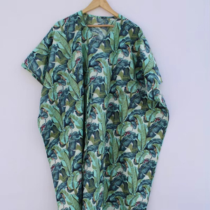 Robe Kaftan d'été décontractée en coton à imprimé floral tropical sans manches, paréo de plage pour femme, vêtement de détente Naaz Textile - Product Image 6