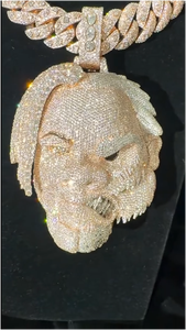 Pendentif Chaîne Personnalisé en Moissanite, Diamants Glacés, Argent 925 Plaqué Or, Style Hip Hop, Breloques et Pendentifs pour Garçons - Product Image 3