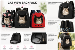 <b>Cat</b> View <b>Backpack</b> OEM ODM Custom Logo Transparent Breathable Pet Carrier <b>Backpack</b> Direct Manufacturer - Product Image 5