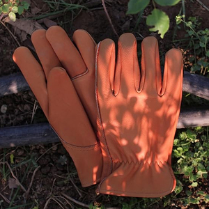 Abrasion Resistance Classic Wholesale Ergonomic Design With Elasticated Wrist High-Quality Soft Brown Leather Driver <b>Gloves</b> - Product Image 5