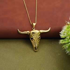 จี้หัวกะโหลกสีทอง สร้อยคอจี้สไตล์ตะวันตก เครื่องประดับหัวกะโหลกวัวแบบโบฮีเมียน ของขวัญสุดเท่สำหรับเขาหรือเธอ - Product Image 4
