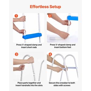 Échelle de piscine en acier à 3 marches, type A, pour piscine hors sol à paroi haute de 36 pouces, avec capacité de 300 lb, marches d'entrée/sortie - Product Image 6