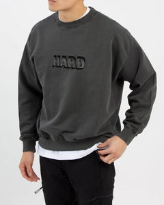 Sweat-shirt col rond épais en molleton 100 % coton personnalisé par le fabricant, style streetwear hiver, avec bordure côtelée et broderie pour homme - Product Image 1