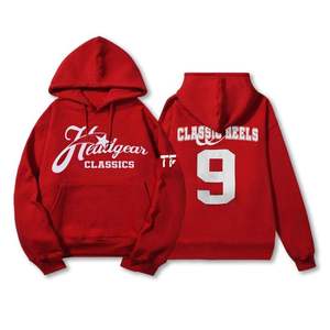 Sudadera con Capucha Roja para Hombre, Logotipo Bordado en la Parte Delantera, Número 9 en la Parte Trasera, Estilo Casual para Otoño, Corte Holgado, Forro de Felpa de Algodón - Product Image 1
