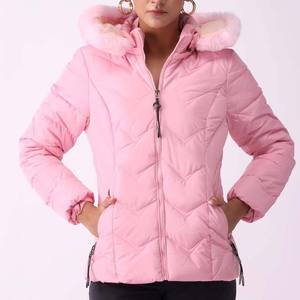 Nouvelle conception, prix abordable, vestes matelassées pour femmes, logo personnalisé, capuche en fourrure, fermeture éclair intégrale, imperméable, coupe-vent, automne - Product Image 1