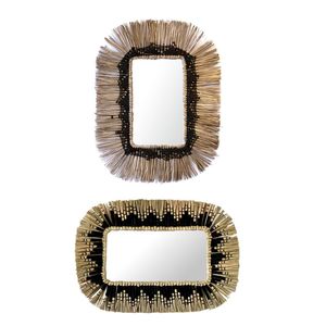 Espejo rectangular de mimbre para montar en la pared, espejo de paja de jacinto de agua para decoración de dormitorio - Product Image 6