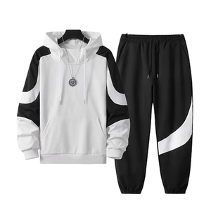 Survêtement décontracté d'automne le plus vendu, taille élastique, poches latérales, 100 % coton molletonné, tissu respirant, streetwear - Product Image 1