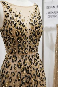Vestido de Noche de Diseñador al por Mayor con Lentejuelas Neón Bordadas Vanguardistas, Vestido de Fiesta de Alta Costura para Pasarela y Eventos - Product Image 3
