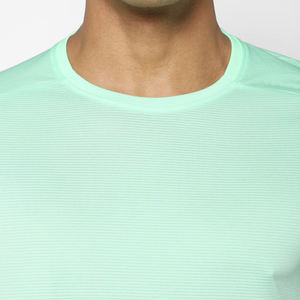 Camiseta Deportiva de Manga Corta para Hombre, Color Verde Menta, Transpirable, Absorbente de Humedad, Invierno, Color Sólido, 100% Algodón, Logotipo Frontal - Product Image 3