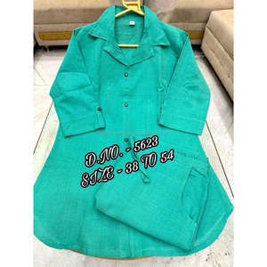 Hermosa Tela de Algodón Grueso / Algodón Flex (khadi) de la Mejor Calidad, Cordset (Camisa Corta - 29”) con Botones de Madera y L - Product Image 6