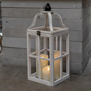 Farol de Madera Blanco Clásico Ecológico Personalizable con Vela para Decoración del Hogar, Bodas, Jardín y Patio - Product Image 4