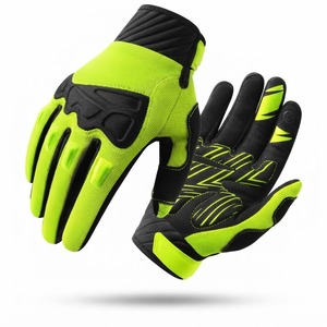 Gants de course unisexes en PU, légers et respirants, couleur vert néon, à doigts entiers, antidérapants, avec fermeture auto-agrippante - Product Image 1