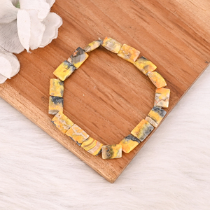 Natural Bumble Bee Jasper Gemstone <b>Stretch</b> <b>Bracelet</b> Handmade Beaded Jewelry for Women - Product Image 3