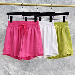 Women's Casual Sporty High Waist Canvas Knitted Shorts Floral Print Quick Dry Drawcord Closure Cotton Blend Loose Fit <b>Athletic</b> - Product Image 1