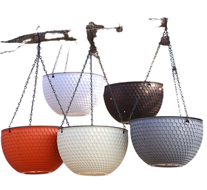 Manufacturer Hengsheng Classic Polyresin Metal Chain Hanging <b>Plant</b> Pot & <b>Basket</b> Garden Supplies Factory Direct Price ODM - Product Image 4