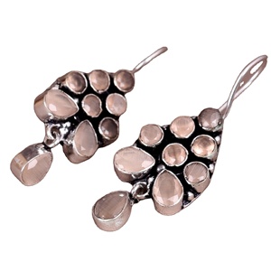 Pendientes Colgantes Bohemios Étnicos Tribales con Flores, de Latón Bañado en Plata Antigua, con Cristales y Diamantes de Imitación, Venta al por Mayor - Product Image 1