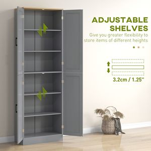 Distressed White 4-Door Freestanding <b>Kitchen</b> <b>Pantry</b> Cabinet Adjustable Particle Board Shelves and Doors - Product Image 5