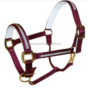 Licou de cheval en nylon de qualité supérieure personnalisé de luxe de haute qualité rembourré avec matériel en laiton licou de course de chevaux portable et entièrement réglable - Product Image 1
