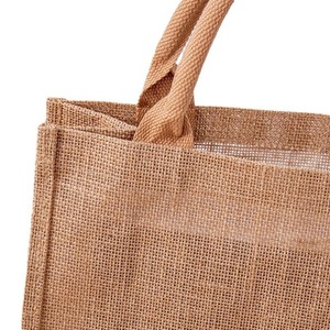 Sac fourre-tout en jute fait main durable avec deux poignées, fermeture ouverte, unisexe, écologique, pour le quotidien, le shopping et les loisirs - Product Image 4