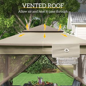 Gazebo Pop-up 3,35m x 3,35m a 2 Livelli per Esterni con Tetto Morbido, Rete Rimovibile con Cerniera e Ampia Borsa Portaoggetti Inclusa - Product Image 5