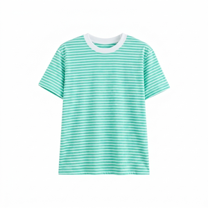 Camiseta de Verano de Manga Corta, Transpirable, Personalizada, a Rayas Verde Menta y Blanco, de Secado Rápido, de Alta Calidad, Estilo Urbano - Product Image 1