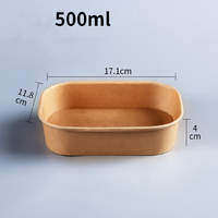 Boîte alimentaire jetable biodégradable, boîte à emporter pour restaurant, bol en papier kraft, forme cubique, pelliculage mat avec feuille d'or