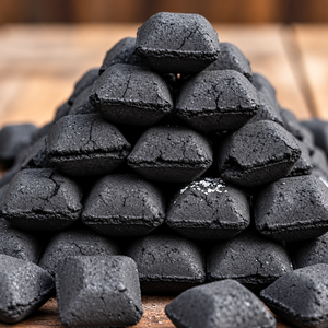 Charbon de coco en briquettes Cocotronics en gros, haute valeur calorifique, sans fumée, combustible pour barbecue, écologique, 10-25% - Product Image 1