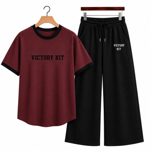 ชุดเสื้อยืดและกางเกงจ็อกเกอร์ผ้าฝ้ายสำหรับผู้หญิงและผู้ชาย ชุดลำลองเข้าชุด ชุดนอนลำลอง ชุดสองชิ้นสำหรับฤดูร้อน สไตล์เรียบง่าย สตรีทแวร์ - Product Image 4