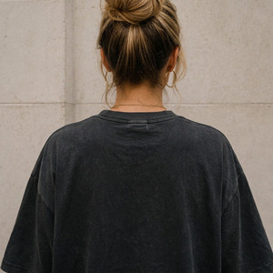 T-shirt décontracté ample pour femme, en tricot polyester-coton imprimé, coupe oversize à épaules tombantes, style streetwear, extensible dans les quatre sens - Product Image 3
