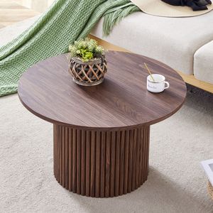 Modern 27.5-Inch Diameter <b>Circular</b> <b>Coffee</b> <b>Table</b> with Practicality Home Aesthetics MDF Material for Interiors - Product Image 5