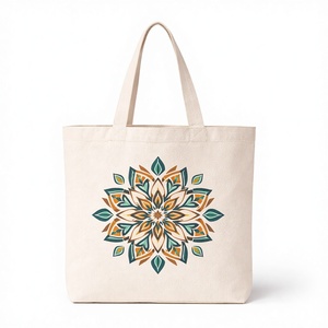 Sac fourre-tout en toile écologique 16x14x5 pouces avec imprimé géométrique, sac de courses réutilisable en coton, logo personnalisé, vente en gros - Product Image 1
