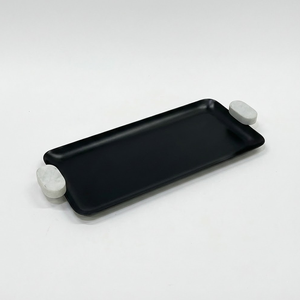 Modern Ramadan Collection Matte <b>Black</b> Rectangular <b>Serving</b> <b>Tray</b> Luxury Eid Hospitality and Coffee Service <b>Tray</b> - Product Image 2