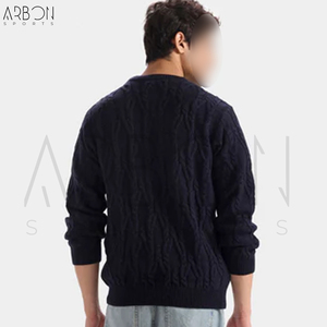 Pull-over d'hiver confortable à col rond 2026 – Qualité classique, nouvelle tendance, coupe ajustée pour homme, bleu marine – Vente en gros - Product Image 2