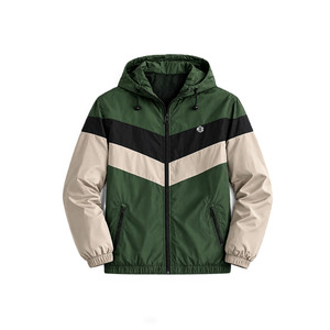 Veste coupe-vent à capuche color block pour homme, en nylon imperméable, streetwear outdoor, logo personnalisé, haute qualité, vente en gros, faible MOQ - Product Image 3