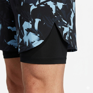 กางเกงว่ายน้ำชายแบบ 2-in-1 ไซส์ใหญ่พิเศษ ลายพิมพ์แบบซับลิเมชั่น แห้งเร็ว ซับในสองชั้น สำหรับออกกำลังกายและฝึกซ้อม มีเชือกผูกเอว 100% - Product Image 3