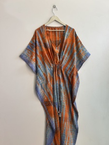 Assorted Recycled Silk Kaftan Women Vintage <b>Maxi</b> <b>Dress</b> <b>Bohemian</b> Luxury Gown - Product Image 4