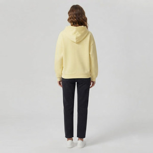 Ensemble de survêtement élégant pour femme, hiver, à capuche, en polaire unie, 2 pièces, manches courtes, polyvalent, longueur genou, 100% coton, 320g - Product Image 2