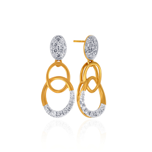 Pendientes de Diamantes de Oro Amarillo de Lujo Intertwine Gleam Diamond Drop para Mujer, Diamantes de Laboratorio con Corte Ovalado, Joyería para Fiestas - Product Image 2