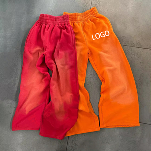 Pantalon de survêtement ample vintage de luxe délavé à l'acide, coupe droite, en coton de haute qualité, imprimé Y2K, tricoté, avec logo personnalisé, pour homme, noir - Product Image 1