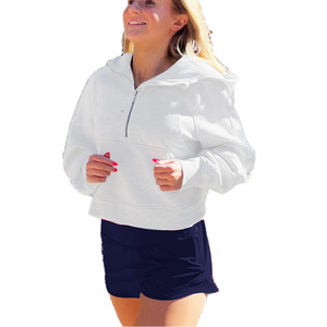 New Winter Style Fleece <b>Zip</b> <b>up</b> Long Sleeve Sports Winter Outdoors Fitness Warm Hoodies Women <b>Crop</b> Top Hoodies Made Pakistan - Product Image 3