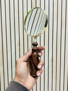 แว่นขยายแบบมือถือขนาด 4 นิ้ว พร้อมด้ามไม้ขัดเงาและกรอบทองเหลือง |   แว่นขยายอ่านหนังสือแบบกระจกออปติคอล (ไม่สามารถพับได้) - Product Image 6