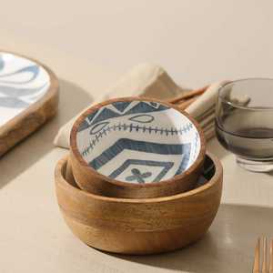Tazón para Servir de Madera Natural Clásica con Acabado Pulido, Vajilla Minimalista para Servir Comida a Diario y Cenas en Casa - Product Image 4