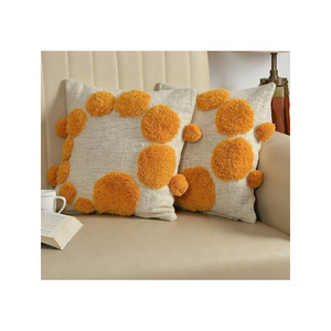Cojín Moderno de 16x16 Pulgadas, 100% Algodón, Amarillo, con Bordado Tufted, Tintes Libres de Azo, para Suministro al por Mayor, Entrega Rápida y Pedidos de Fábrica - Product Image 1