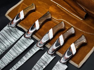 Juego de Cuchillos de Chef Saga Forge de 5 Piezas, Acero de Damasco, Mangos de Madera, Diseño Ambidiestro, Hojas Forjadas de 67 Capas, Cuchillos Hechos a Mano - Product Image 3