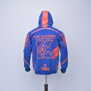 Sweat-shirt à capuche KEX pour homme de haute qualité, imprimé bleu et orange, style streetwear, coupe classique, avec poches, pour l'automne - Product Image 2