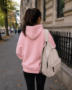 Wholesale Custom <b>Pink</b> Oversized Hoodie Unisex Pullover Streetwear Sweatshirt With Drawstring Hood Kangaroo Pocket Ribbed Cuffs - Product Image 6